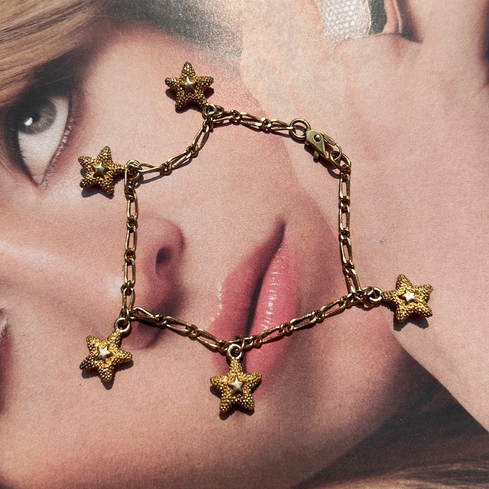 Gold Starfish Charm Bracelet